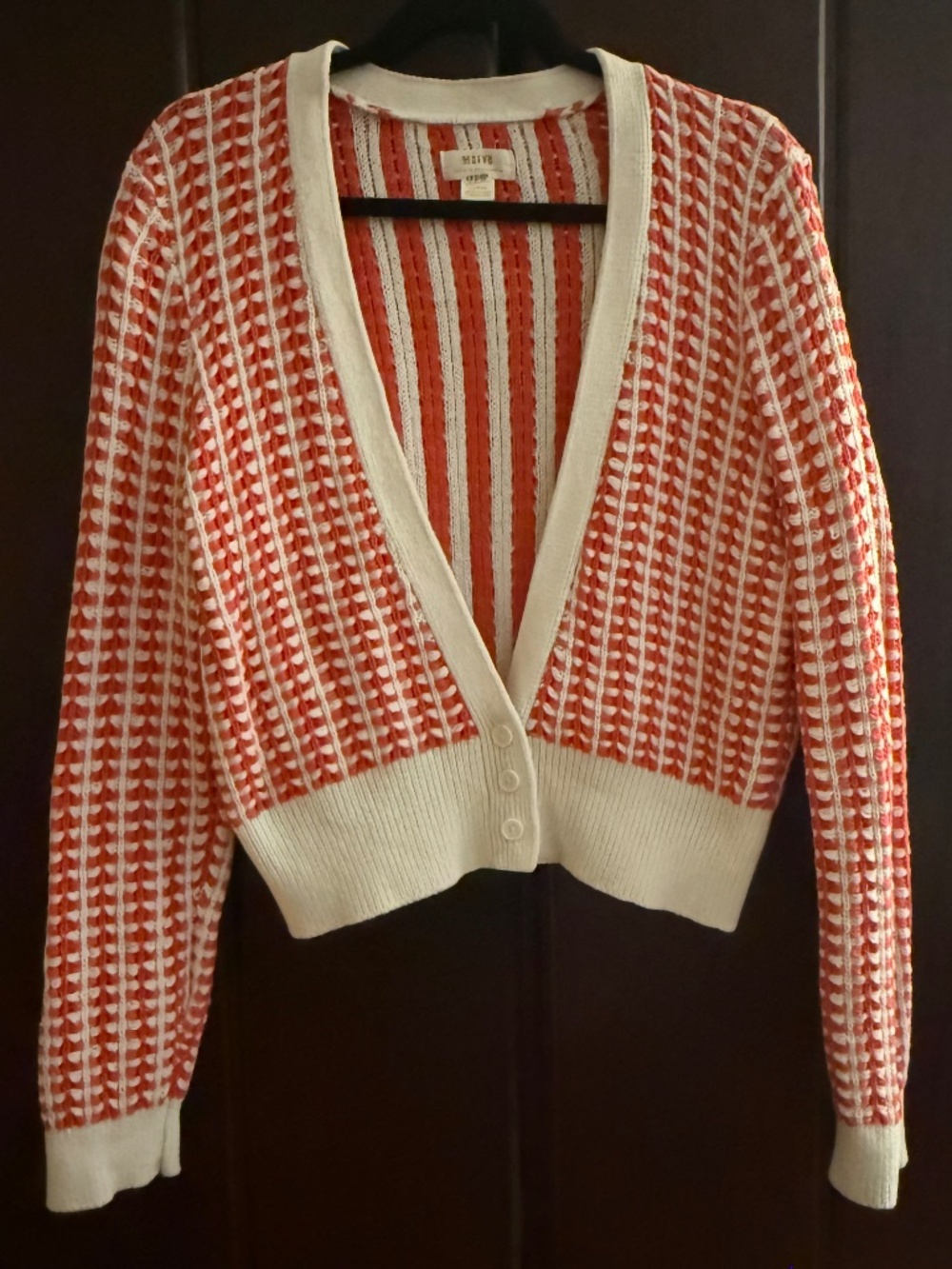 Maeve Anthropologie Orange Cream Open Knit Cardigan L